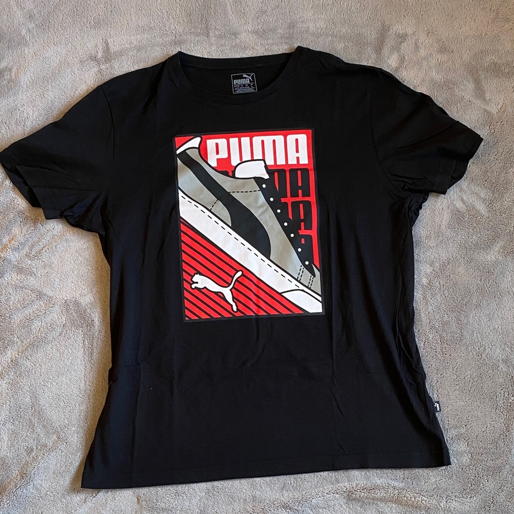 Puma Black and Red Graphic Tee